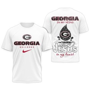 Georgia Bulldogs Jesus In My Heart Unissex 3D Shirt