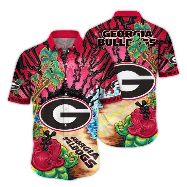 Georgia-Bulldogs-Landscape-Tropical-Art-Hawaiian-Shirt-1 Georgia Bulldogs Landscape Tropical Art Hawaiian Shirt 1