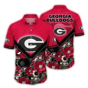 Georgia Bulldogs Logo Big And Flower Hawaiian Shirt