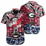 Georgia Bulldogs Mascot Parrot Floral Leafs Hawaiian Shirt