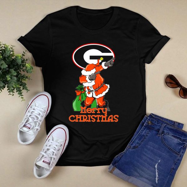 Georgia Bulldogs Merry Christmas Santa T Shirt 1