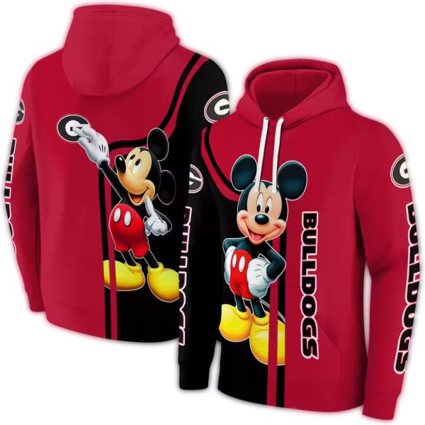 Georgia Bulldogs Mickey Mouse AOP Hoodie 1