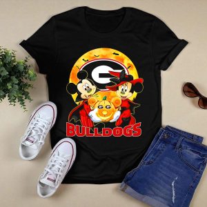 Georgia Bulldogs Mickey And Minnie Mouse Halloween Pumpkin T Shirt