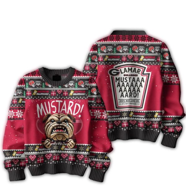 Georgia Bulldogs Mustard Kendrick Lamar Christmas Ugly Sweater 1