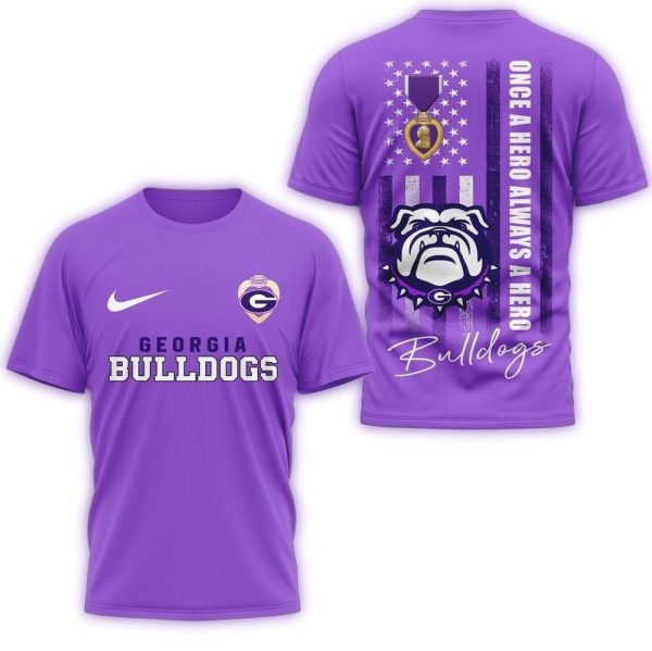 Georgia Bulldogs NCAA National Purple Heart Day Unisex 3D Shirt 1