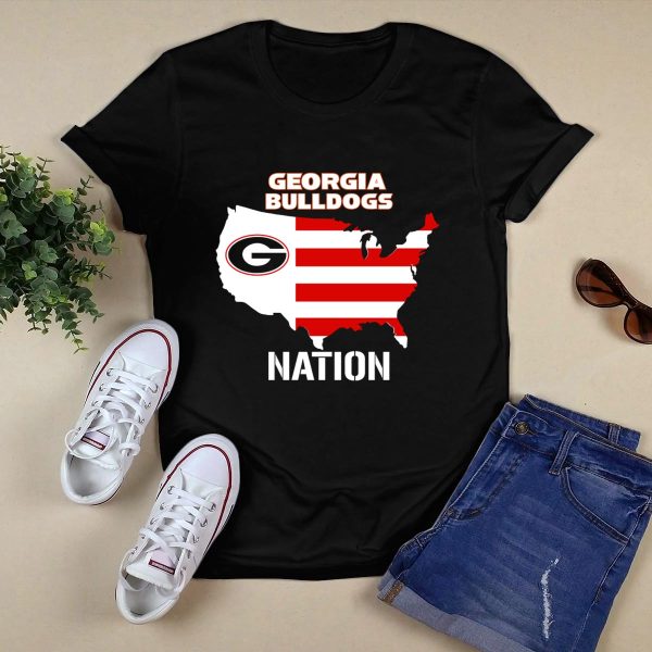 Georgia Bulldogs Nation Map Red And White Stripes T Shirt 1
