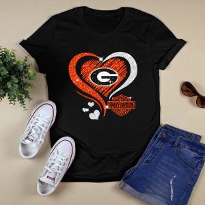 Georgia Bulldogs Ncaa Heart Hd Motorcycle Cycles T Shirt