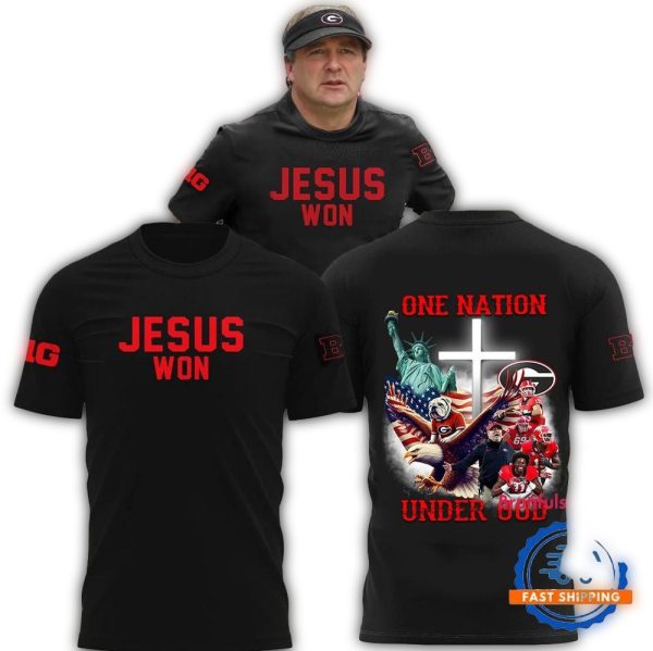 Georgia Bulldogs One Nation Under God Jesus Won T Shirt 1