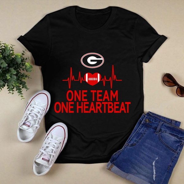 Georgia Bulldogs One Team One Heartbeat Football Heartbeat T Shirt 1