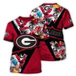 Georgia Bulldogs Pineapple Floral Leafs Pattern All-Over Print T-Shirt