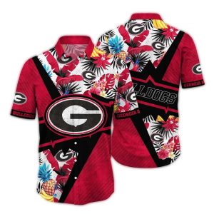 Georgia Bulldogs Pineapple Floral Tropical Hawaiian Shirt