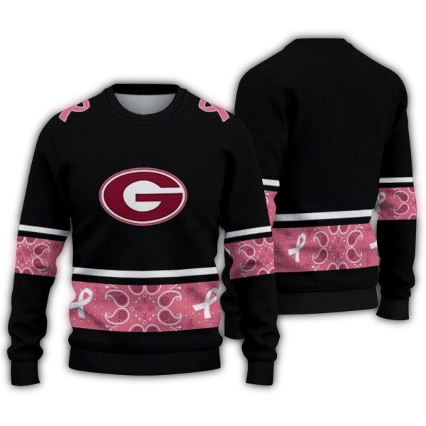 Georgia Bulldogs Pink Ribbon Black Pink Ugly Sweater 1