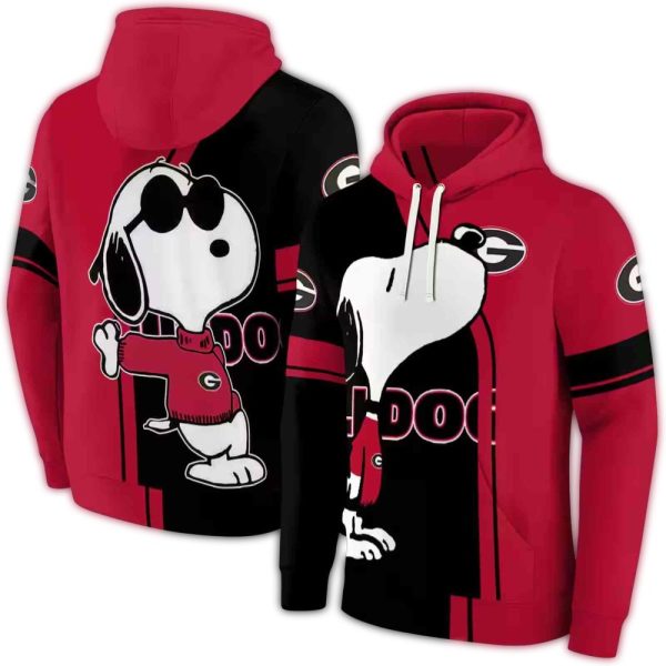 Georgia Bulldogs Playful Snoopy AOP Hoodie 1