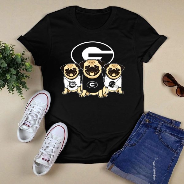 Georgia Bulldogs Pug Dogs Football Fan T Shirt 1