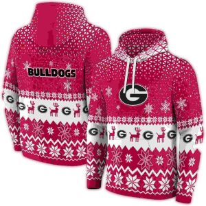 Georgia Bulldogs Reindeer Motif All-Over Print Hoodie