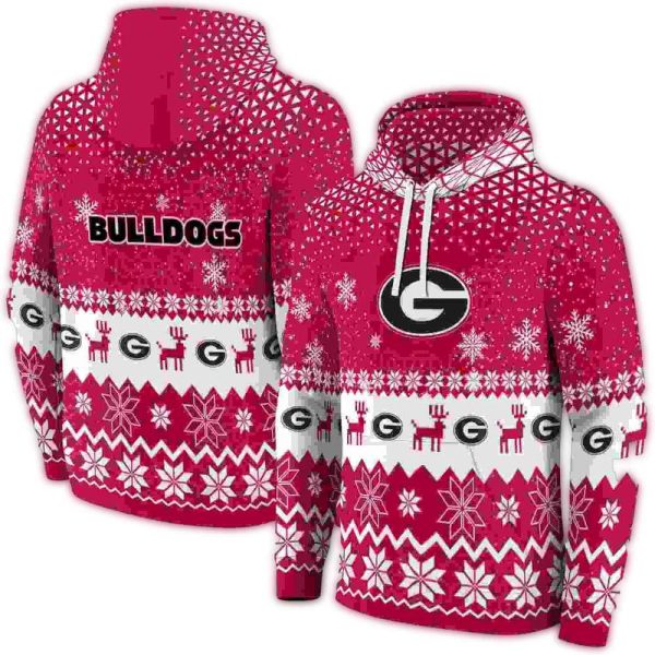 Georgia-Bulldogs-Reindeer-Motif-AOP-Hoodie-1 Georgia Bulldogs Reindeer Motif AOP Hoodie 1