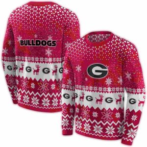 Georgia Bulldogs Reindeer Motif All-Over Print Sweatshirt