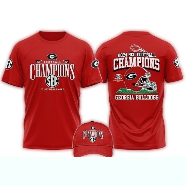 Georgia Bulldogs SEC Football Conference Champions 2024 AOP T Shirt 1