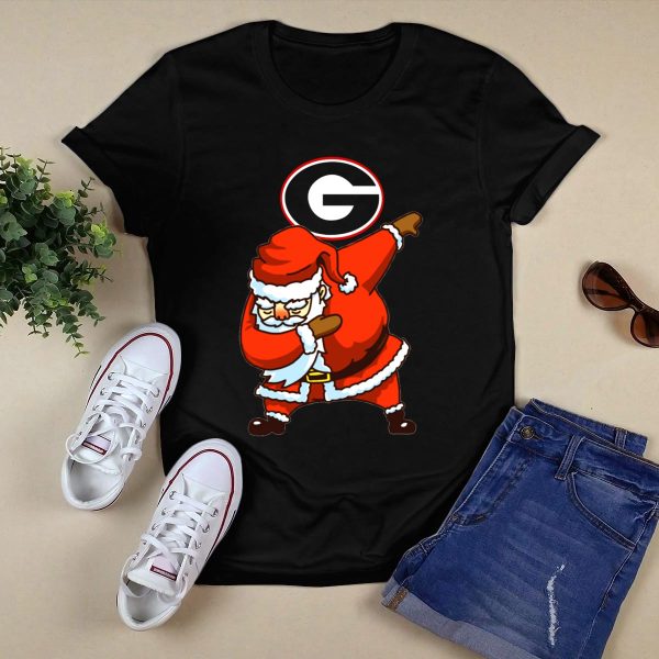 Georgia Bulldogs Santa Dab Logo Christmas Football T Shirt 1
