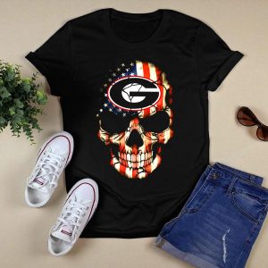 Georgia Bulldogs Skull American Flag T Shirt