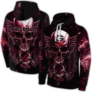 Georgia Bulldogs Skull Artwork All-Over Print Hoodie