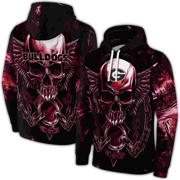 Georgia Bulldogs Skull Artwork AOP Hoodie 1