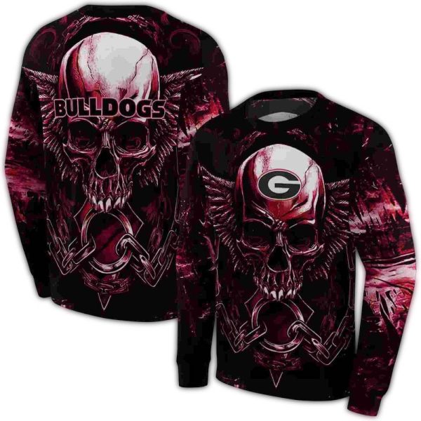 Georgia Bulldogs Skull Artwork AOP Sweatshirt 1