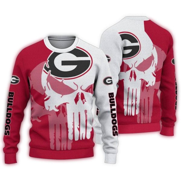 Georgia Bulldogs Skull Split Ugly Sweater 1