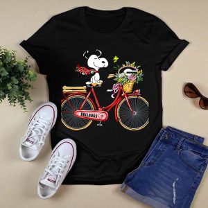 Georgia Bulldogs Snoopy Riding Bike With Flowers T Shirt