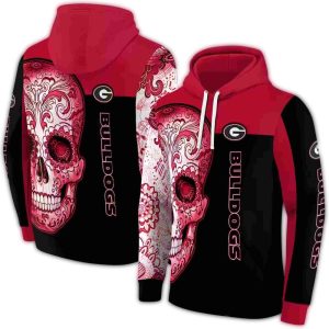 Georgia Bulldogs Sugar Skull All-Over Print Hoodie