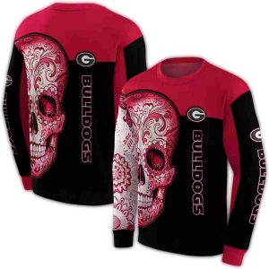 Georgia Bulldogs Sugar Skull All-Over Print Sweatshirt