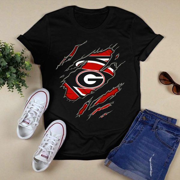 Georgia Bulldogs Superman G Logo Torn Ripped T Shirt 1