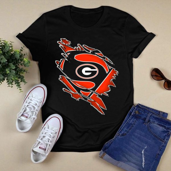 Georgia Bulldogs Superman Logo Fusion T Shirt 1