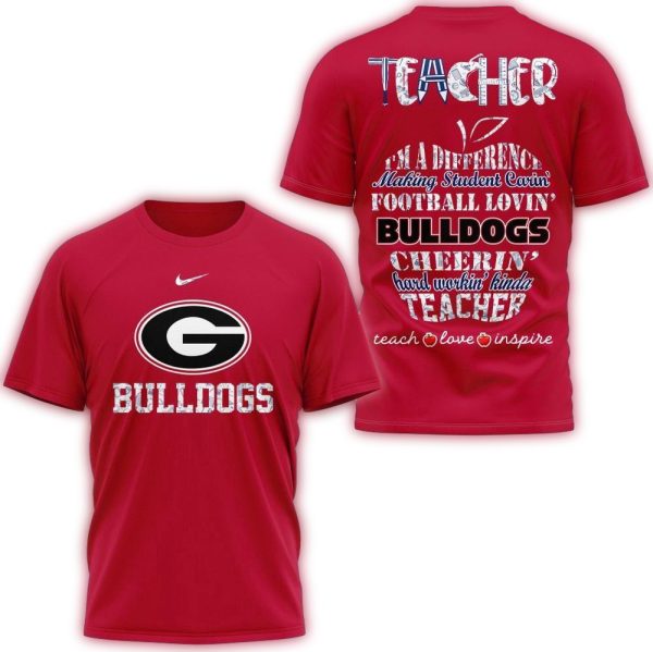 Georgia Bulldogs Teacher Teach Love Inspire All Over Print Shirt 1