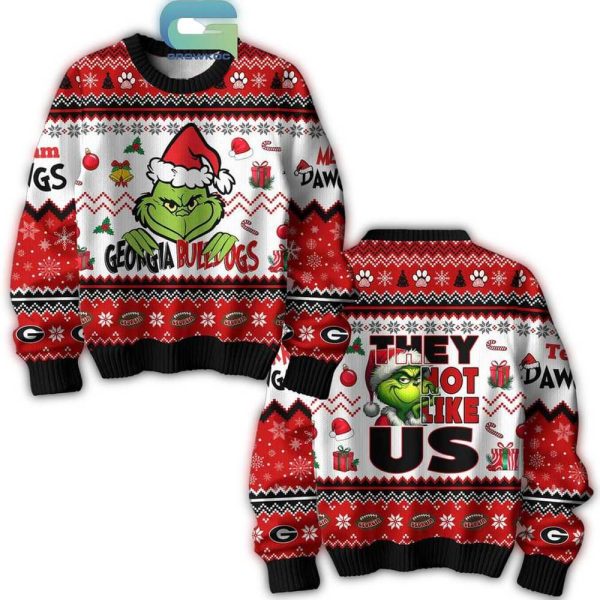 Georgia Bulldogs The Grinch Not Like Us Merry Christmas Ugly Sweater 1