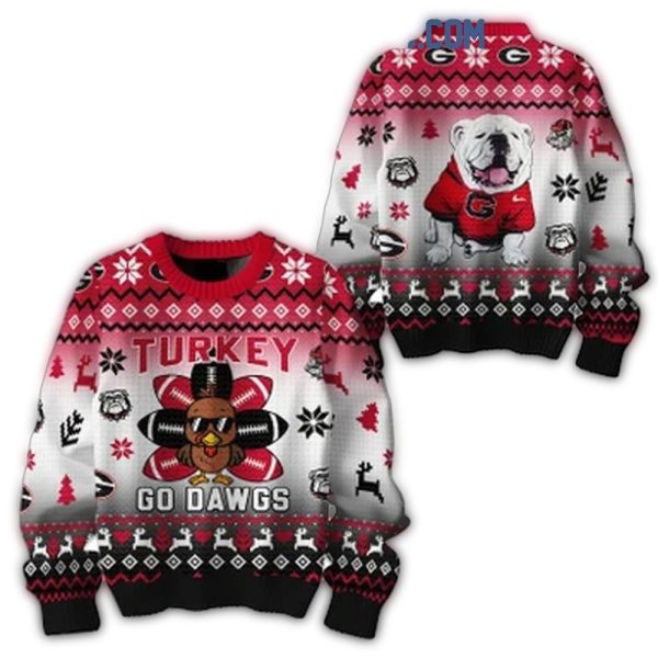 Georgia Bulldogs Turkey Go Dawgs Happy Thanksgiving Holidays Ugly Sweater 1