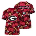 Georgia Bulldogs Vintage Leafs Pattern All-Over Print T-Shirt