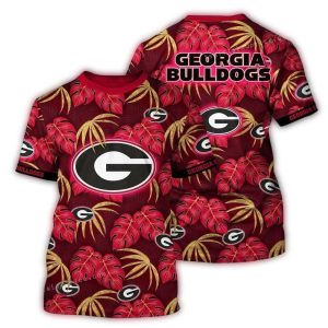 Georgia Bulldogs Vintage Leafs Pattern All-Over Print T-Shirt