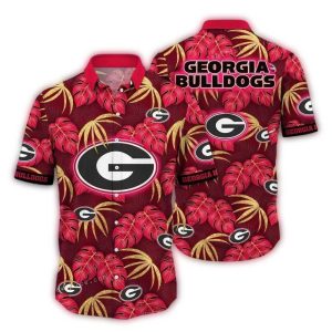 Georgia Bulldogs Vintage Leafs Pattern Hawaiian Shirt