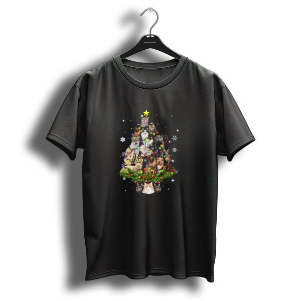 German Shepherd Cat Christmas Tree Lights Funny Dog T Shirt 1 t shirt 1