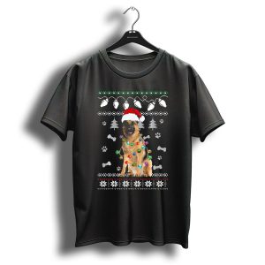 German Shepherd Christmas Lights Santa Hat Holiday Decor T Shirt
