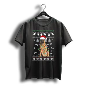 German Shepherd Christmas Lights Santa Hat Holiday Decor T-Shirt