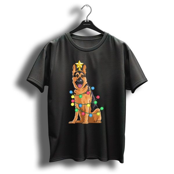 German Shepherd Christmas Reindeer Star Lights T Shirt 1 t shirt 1