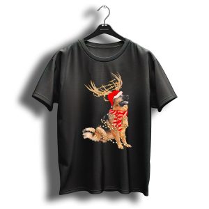 German Shepherd Christmas Santa Hat Lights Antlers Scarf T Shirt