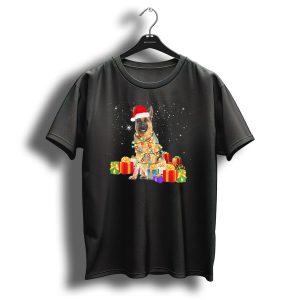 German Shepherd In Santa Hat With Christmas Lights And Gifts T Shirt