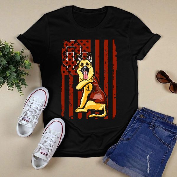 German Shepherd OU Oklahoma Sooners Vintage Flag Tattoo T Shirt 1