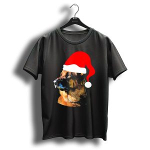 German Shepherd Santa Hat Christmas Humor T Shirt