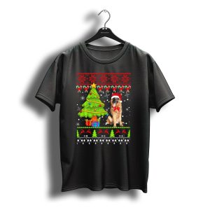 German Shepherd Santa Hat Christmas Tree Reindeer Snowflakes T-Shirt