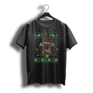 German Shepherd Santa Hat Christmas Ugly T-Shirt