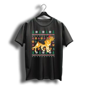 German Shepherd Snowflakes Santa Hat Holiday Paws Christmas T-Shirt